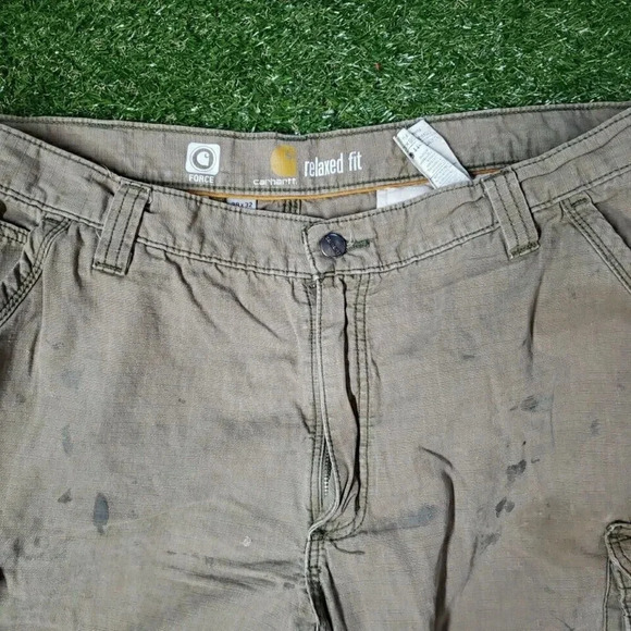 Carhartt Pants Mens 38x32 Khaki Beige Tan Force Relaxed Fit Ripstop Cargo Work - Picture 4 of 11